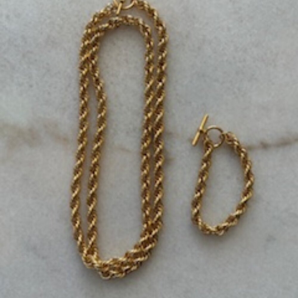 Rope style necklace-Bright polished goldtone-Matching bracelet